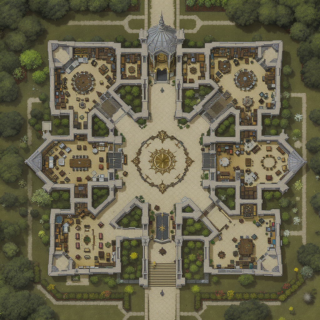 Fantasy adventure map with magical landscapes and epic locations
