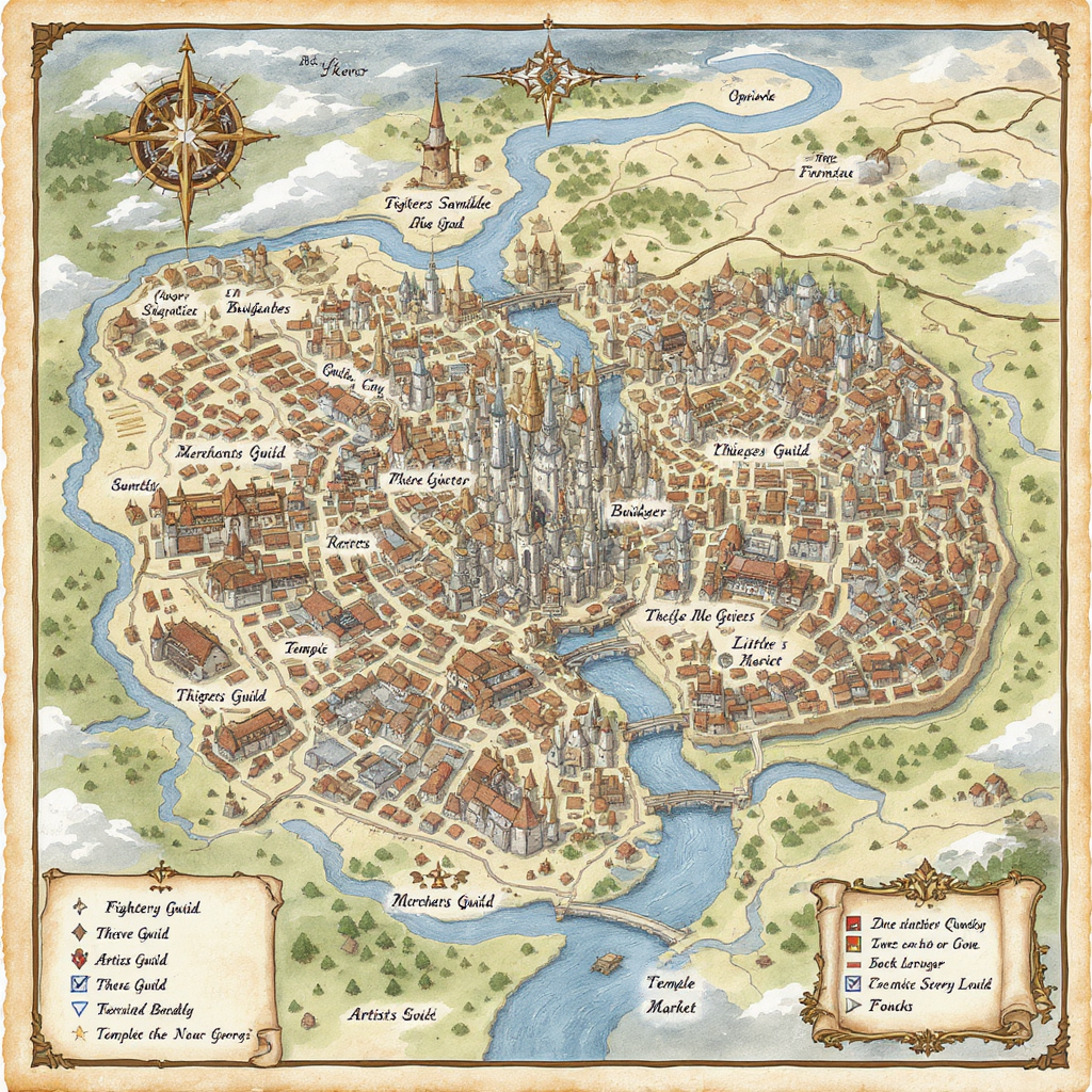 Beautiful watercolor map with artistic brushstrokes and flowing designs